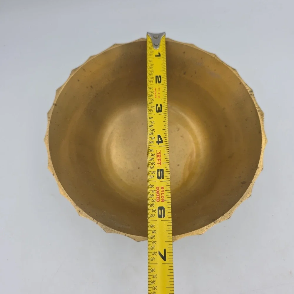 Vintage 70s‎ Curved Wave Heavy Brass Bowl Trinket Dish 1970 India